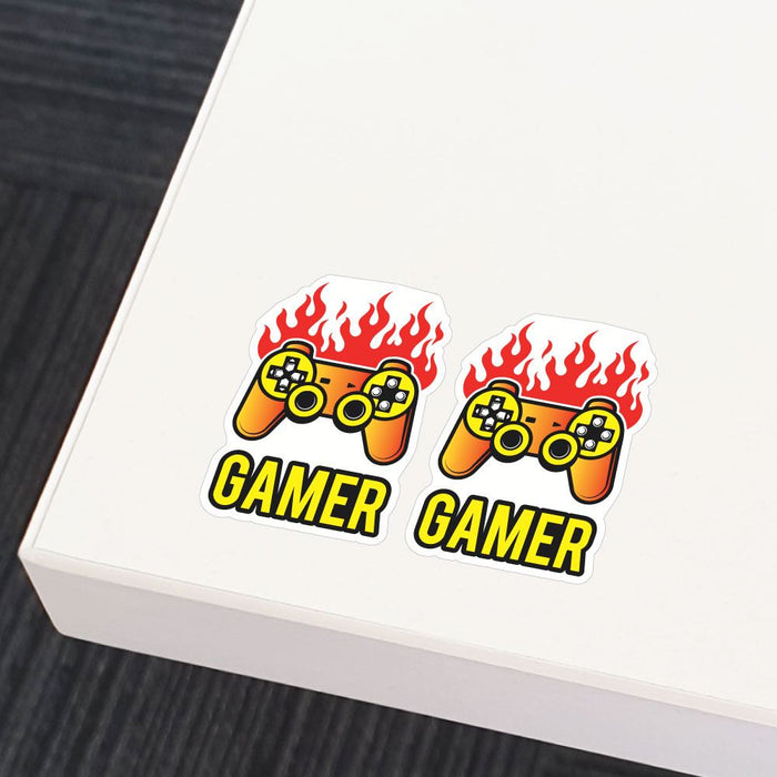 2X Gamer On Fire Sticker Decal