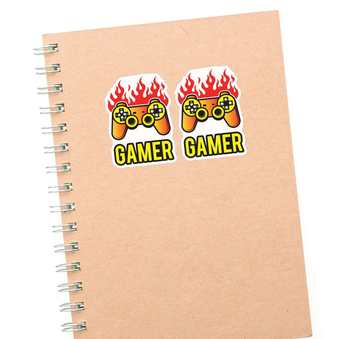 2X Gamer On Fire Sticker Decal