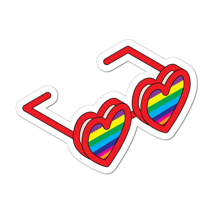 Heart Rainbow Sunglasses Love Pride Equality Peace Vibes Car Sticker Decal