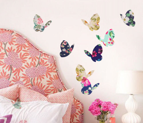 Flower Pattern Butterfly (Set Of 8) Wall Sticker