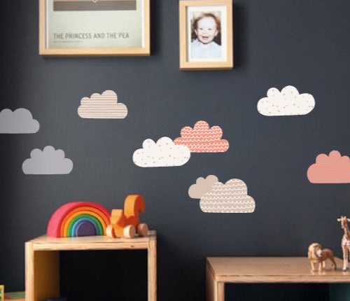 Pattern Orange Cloud (Set Of 9) Wall Sticker