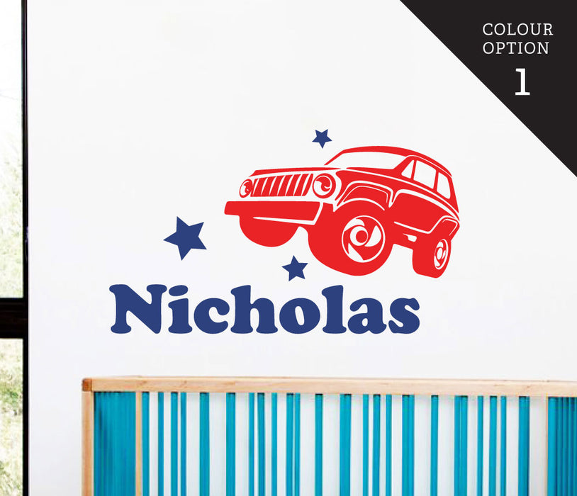 Custom Name Boy Car Wall Sticker