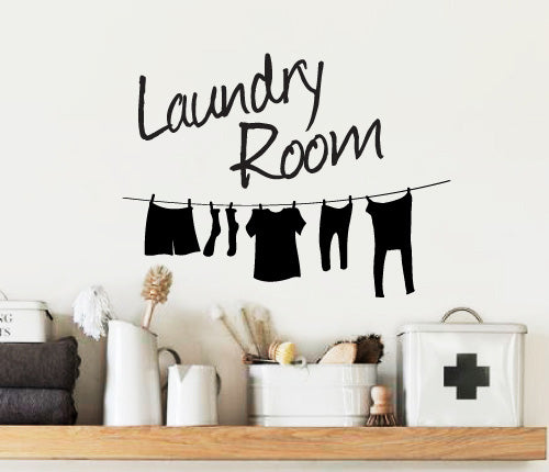 Laundry Room Hanging Clothes Wall Sticker