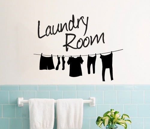 Laundry Room Hanging Clothes Wall Sticker