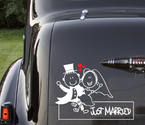 Just Married Cute Cartoon Wall Sticker