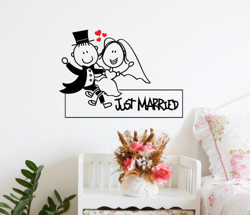 Just Married Cute Cartoon Wall Sticker