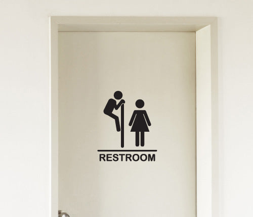 Funny Restroom Toilet Sign Wall Sticker