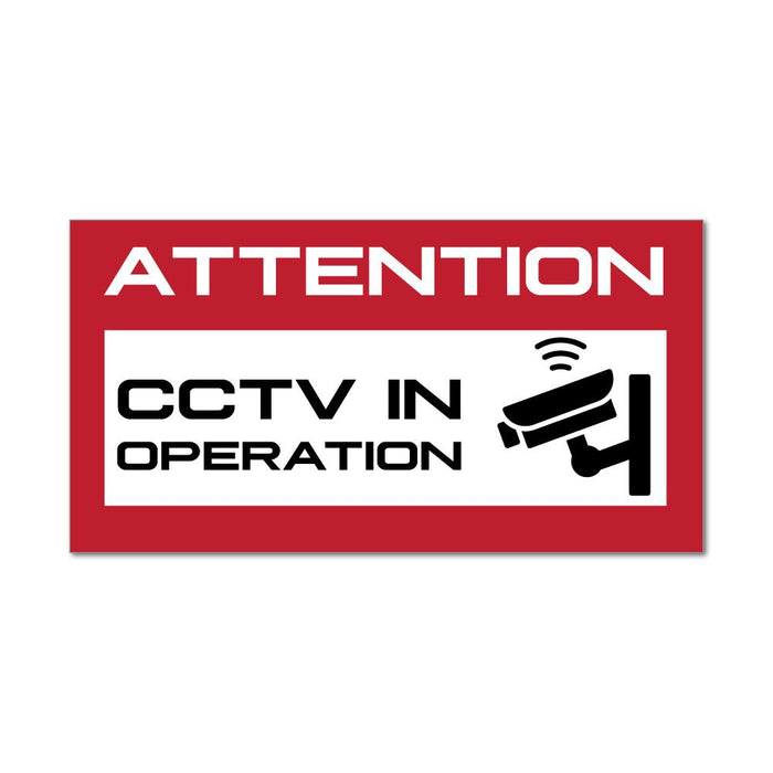 Attention Cctv In Operation Red Warning Sign Camera Security Car Sticker Decal