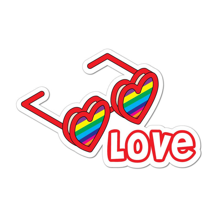 Pride Gay Rainbow Equality Love Heart Glasses  Car Sticker Decal