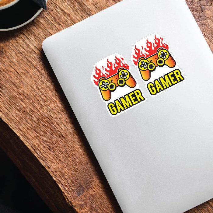 2X Gamer On Fire Sticker Decal