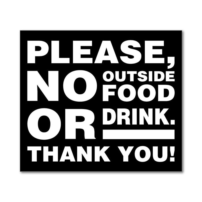 Please No Outside Food Or Drink Sign Warning Cafe Restaurant Car Sticker Decal