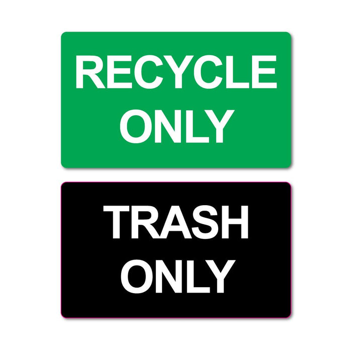 Green Recycle Only & Trash Only Recycle Bin Stickers Decal