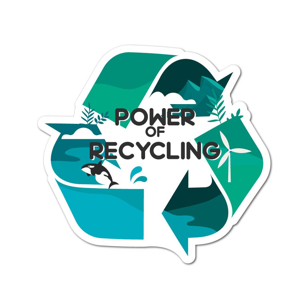 Power Of Recycling Sticker Decal Environment Stickers Sticker