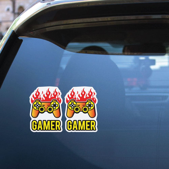 2X Gamer On Fire Sticker Decal