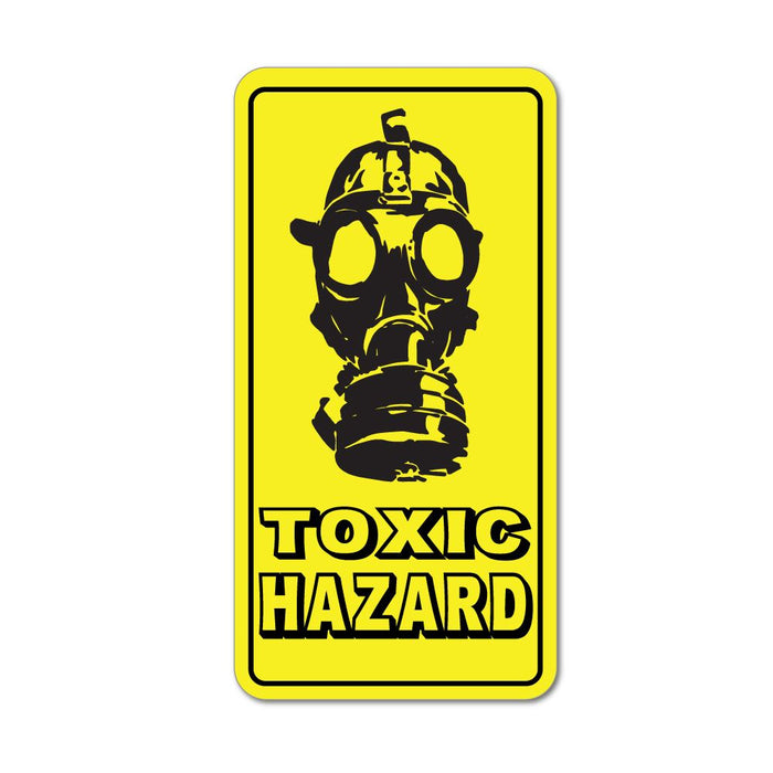 Toxic Hazard Gas Mask Warning Caution Yellow Sign Car Sticker Decal